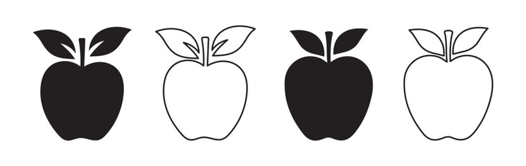 Fototapeta premium Apple icon set vector. Apple icon isolated flat style design. Apple symbol silhouette.