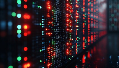 Illuminated Data Wall Server Room Displays Digital Information