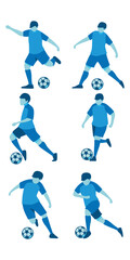 Diverse People Kicking Ball Flat Design Illustration