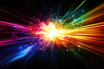 Obraz premium Radiant abstract explosion of spectrum colors resembling a nebula, with soft edges and glowing highlights 