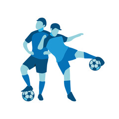 Obraz premium Two People Playing Football Together Outdoors