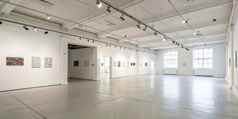 Obraz premium Empty white room used as a blank canvas for showcasing art or design concepts, white space, minimalist decor, solo focus