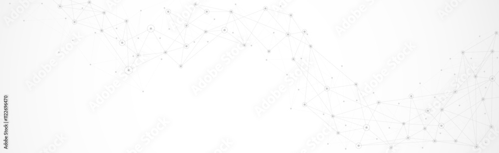 Poster geometric connected background. connecting dots and lines. global network connection. banner templat