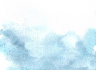 Blue sea abstract watercolor background. Watercolor blue ocean color background with paper texture