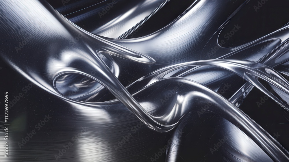 Poster dynamic metallic abstract design digital art installation modern environment close-up viewpoint crea