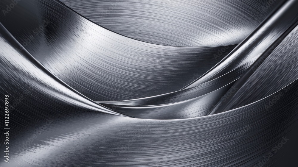 Poster Dynamic metallic swirls abstract composition modern art smooth environment close-up viewpoint industrial elegance