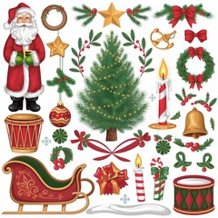 set of christmas elements