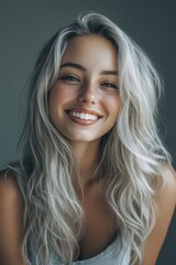 Fototapeta premium Senior woman with long gray hair