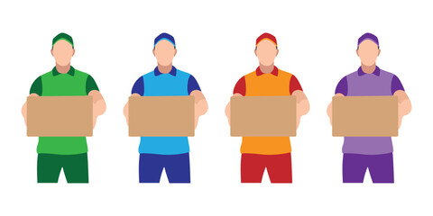 Fototapeta premium Vector Courier with Various Business Uniforms