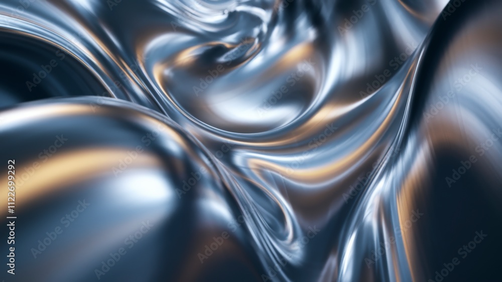 Poster dynamic flow of abstract metal texture studio digital art contemporary close-up modern aesthetics fo