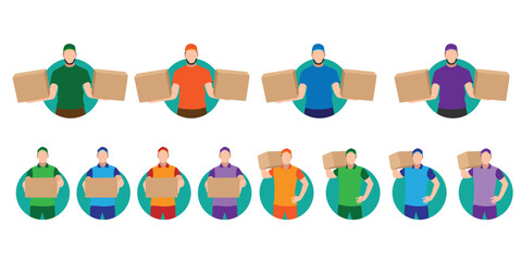 Naklejka premium Vector and Icon Courier with Various Business Uniforms