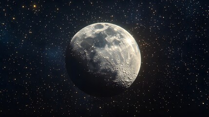 Obraz premium Celestial Orb: A Stunning View of the Moon Amidst a Starry Expanse