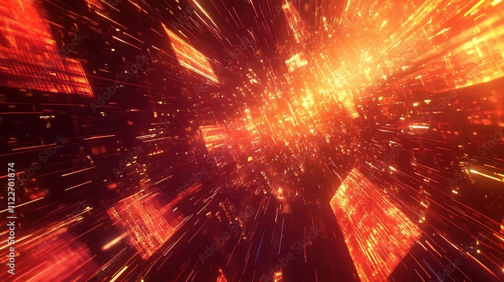 Poster dynamic abstract animation of digital data moving on background