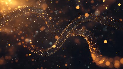 Abstract Futuristic DNA Double Helix Structure with Glowing Particles and Bokeh Background