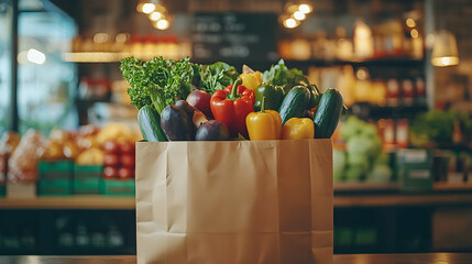 Fresh vegetable delivery service urban grocery store product photography cozy environment close-up view healthy eating concept