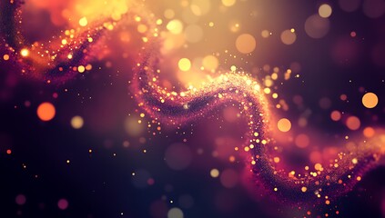 Abstract Futuristic DNA Double Helix Structure with Glowing Particles and Bokeh Background