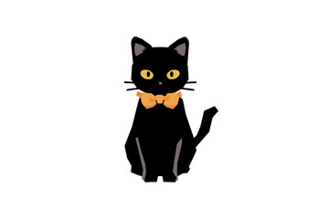 clip art of cute black cat with bow tie