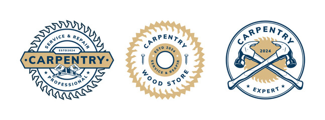 carpentry logo badge design