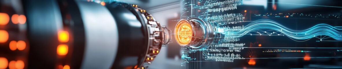 Dynamic energy pipeline system with pump and tank high-tech environment gigapixel standard viewpoint illustration