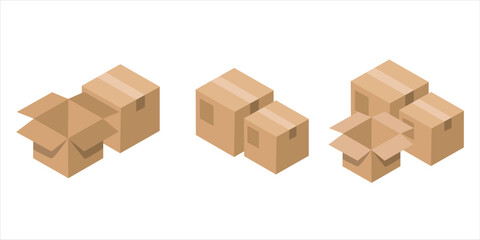 Vector Illustration of Cardboard Boxes Collection