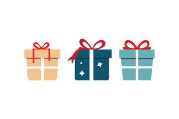 Gift box icon set. Gift wrapping symbol. Surprising gift box signs, vector illustration	