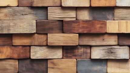 Reclaimed wood block wall paneling design