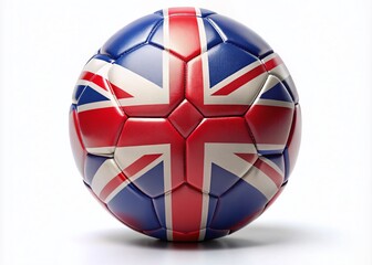 Obraz premium 3D UK Football with Flag Isolated on White Background Perfect for Celebrating Events, Sports Themes, or National Pride in Food Photography and Culinary Presentations