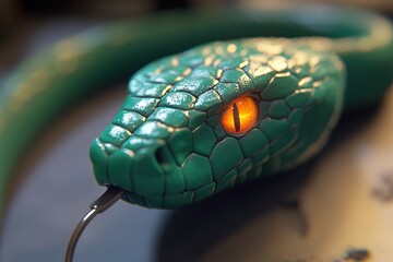 Fototapeta premium Macro close-up of snake eye with intricate scales.