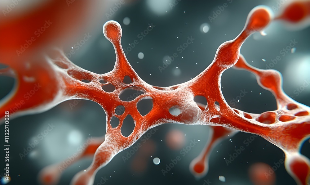 Poster extracellular matrix scaffolding in 3d cell culture, showcasing intricate cellular structures and su