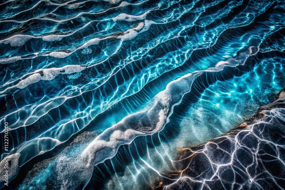 Poster abstract aerial photography of water waves in a pool - black and white concept capturing the fluid d