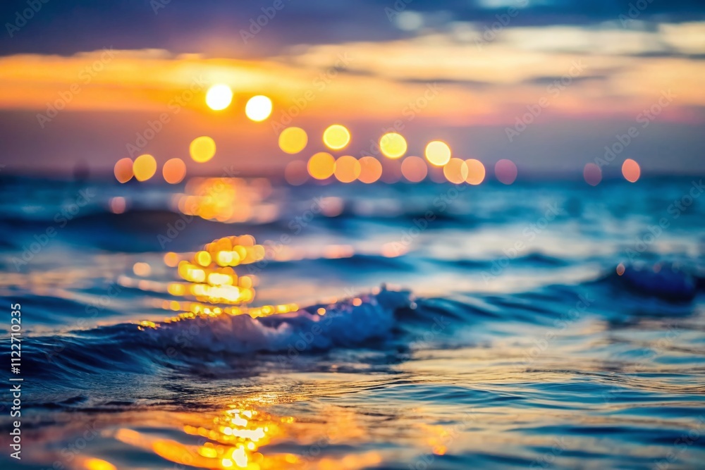 Poster abstract and blurred ocean scene with defocused lights creating a dreamy atmosphere in silhouette ph