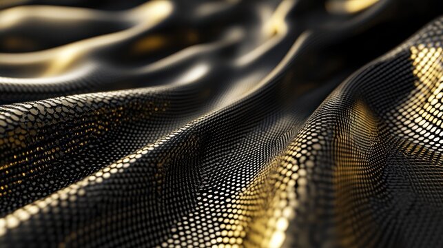 Abstract 3D particle mesh with luxurious textures for high-end branding campaigns.