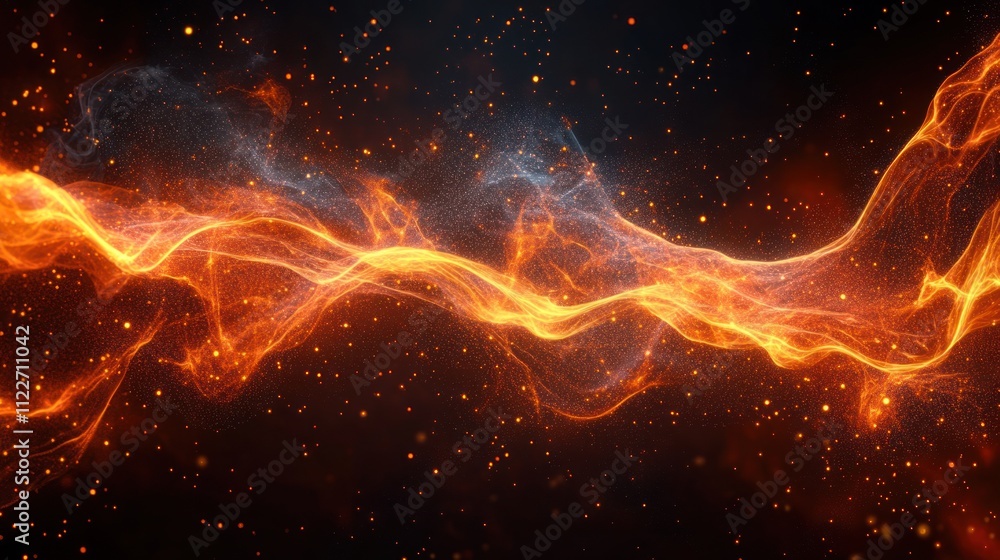 Poster abstract data mesh design with glowing particles and futuristic effects.
