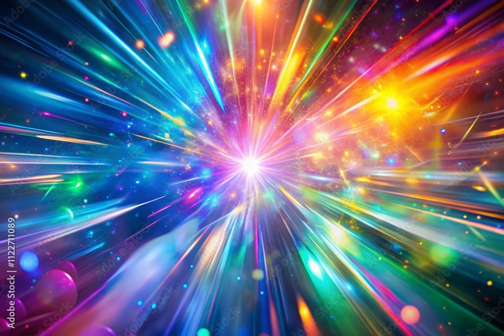 Poster abstract background of holographic light and flare with long exposure effects, creating a dreamlike 