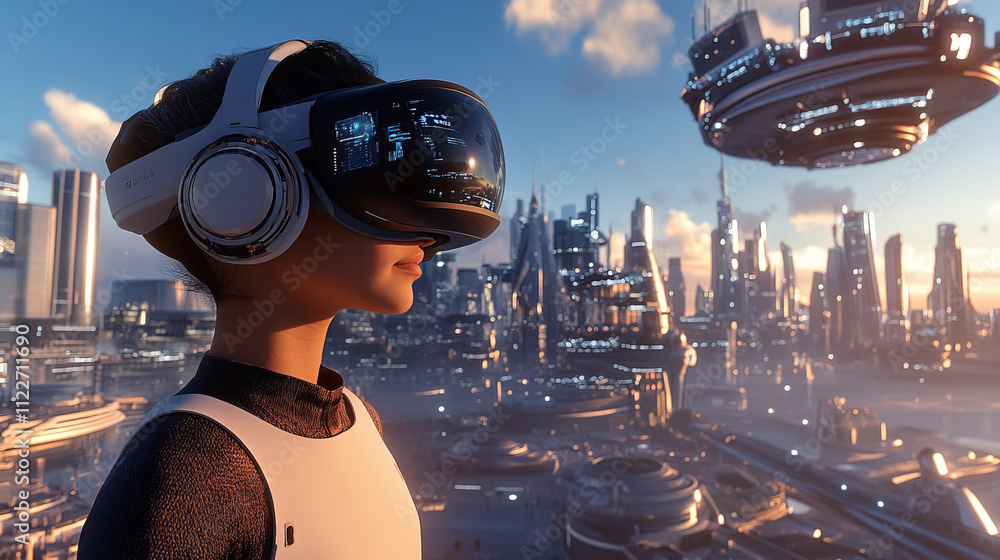 Poster metaverse technology future concept. vr virtual digital reality cyber metaverse simulation innovatio
