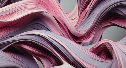 Swirling, abstract pattern made up of many thin, layered lines. The colors are predominantly pink and purple