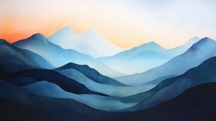 Abstract mountain landscape art emphasizing soft gradients and flowing lines.