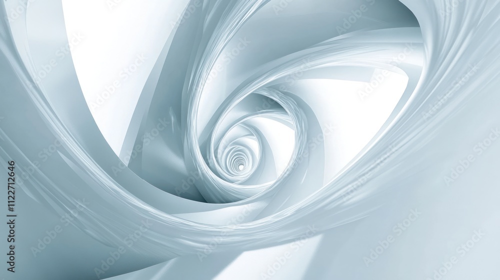 Poster abstract white background with a futuristic twist, featuring light gradients and depth.