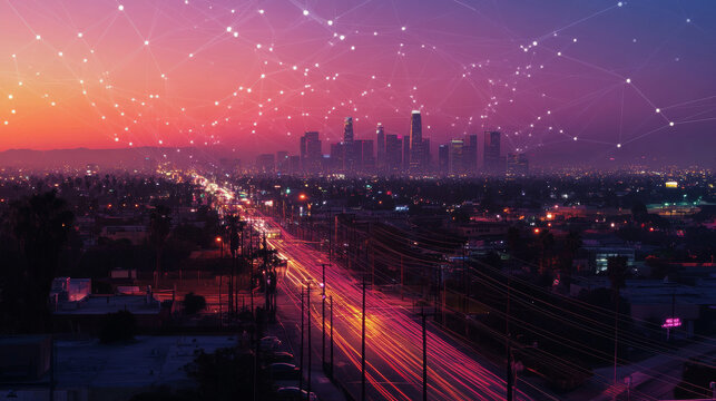 AI. Global communication technology concept. AI controls global network. Robot hand point on Earth in cyber space. Robotic arm interacts with 3d Earth on HUD. Artificial intelligence connections IOT.