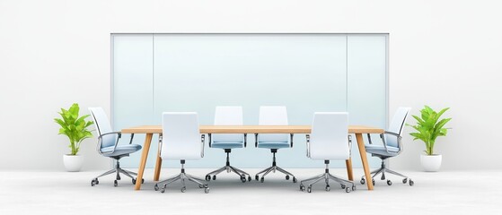 Modern Conference Room with Wooden Table and Stylish Chairs