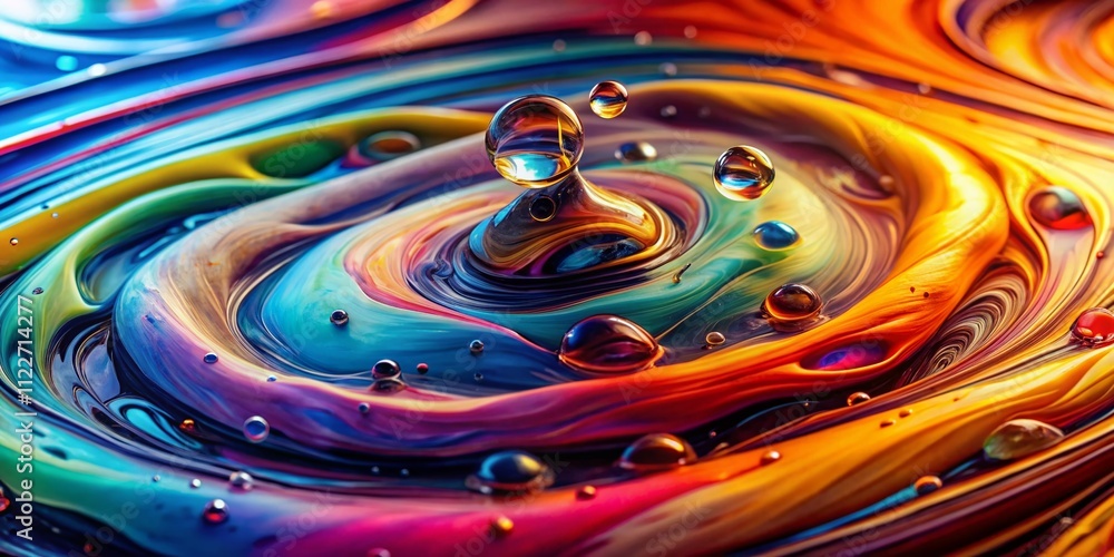 Poster abstract colorful oil on water background: a vivid exploration of fluidity and texture in a dynamic 