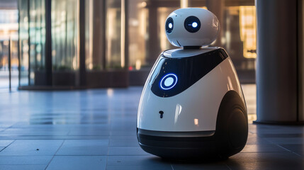 Fototapeta premium AI or artificial intelligence learning. Machine learning of artificial neural networks. Woman robot or cyborg with AI goes up sci-fi futuristic stairs in cyberspace. AI robotics future technology.
