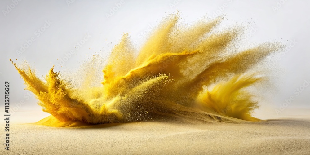 Aufkleber abstract explosion of golden sand waves creating a dynamic splash against a white background – high-