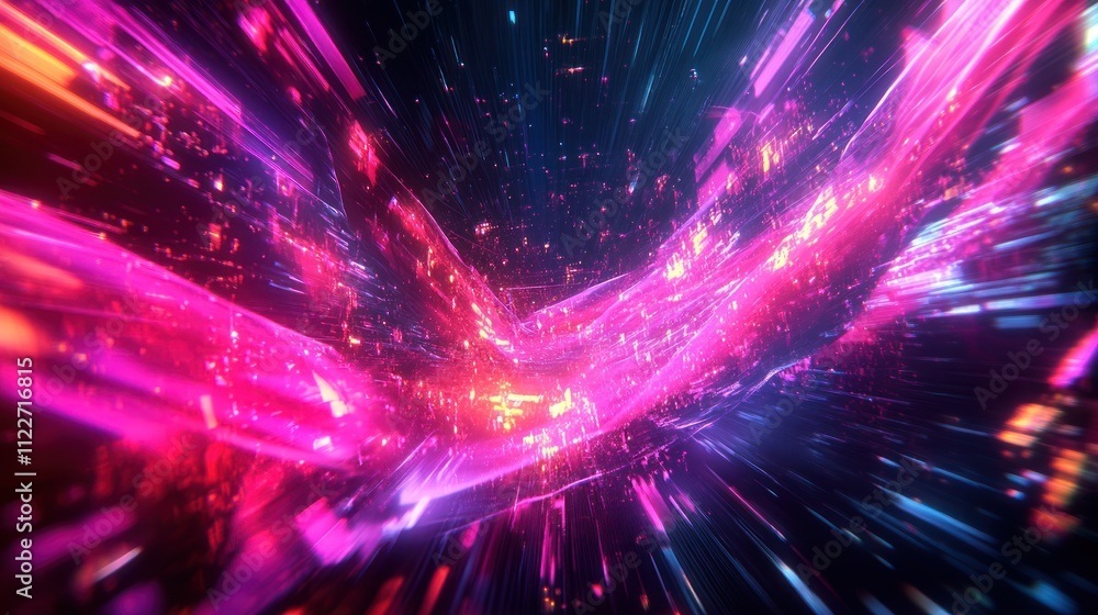 Poster futuristic network visualization with seamless transitions, dynamic node connections, and sleek, vib