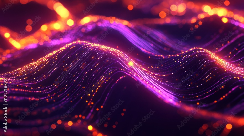 Poster futuristic network visualization with seamless transitions, dynamic node connections, and sleek, vib