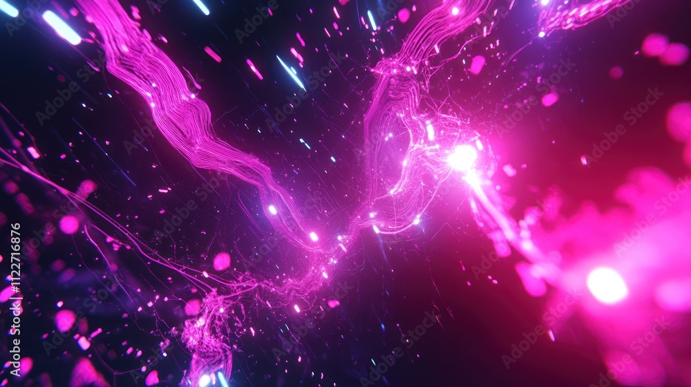 Poster futuristic network visualization with seamless transitions, dynamic node connections, and sleek, vib
