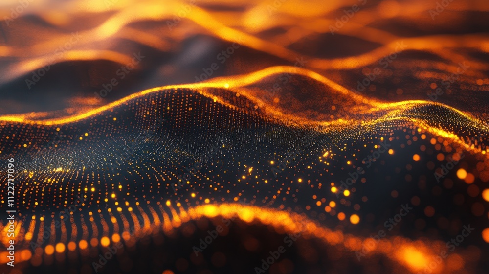 Poster futuristic particle mesh with dynamic, glowing nodes for premium visuals.