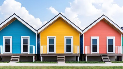 Colorful Houses Against Blue Sky