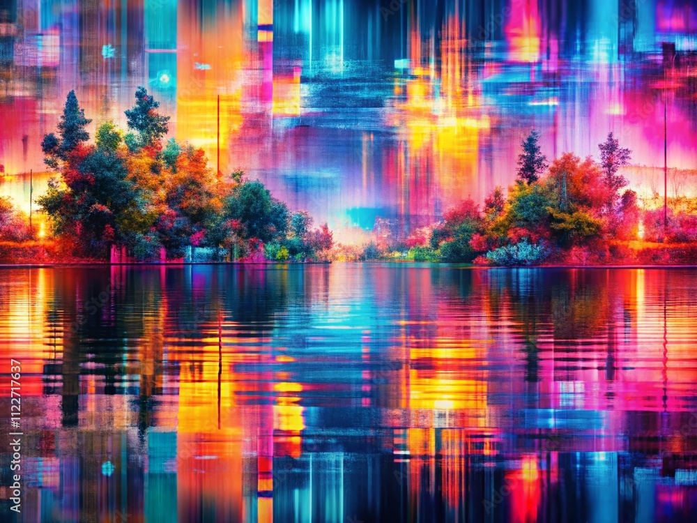Aufkleber abstract glitch art and grunge background featuring dynamic colors and textures in a rule of thirds 