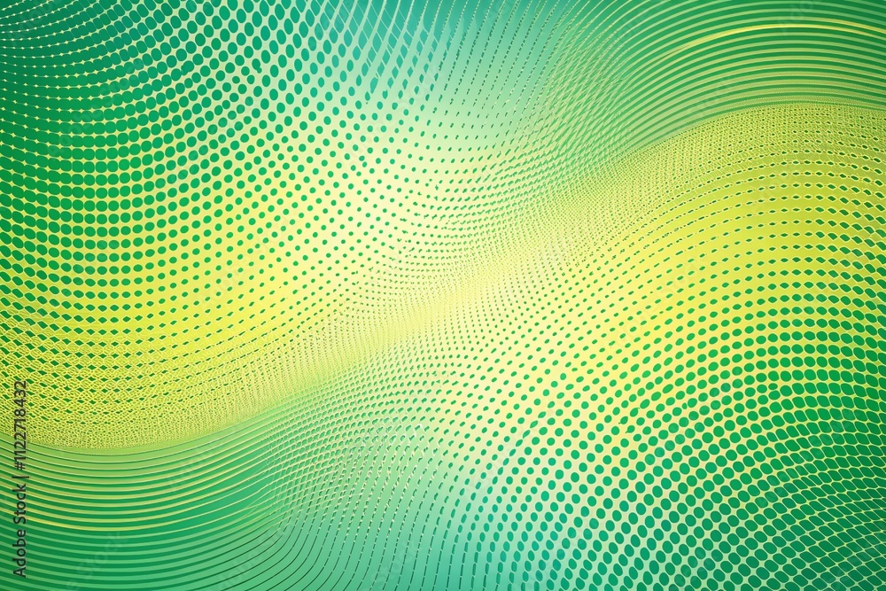 Poster abstract halftone pattern with parallel hatching wavy lines on a pale green background, featuring ra
